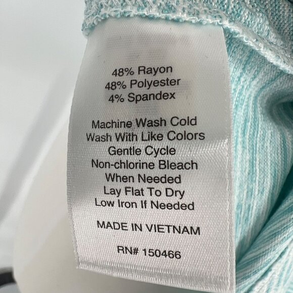 Market & Spruce Striped Tulip Sleeve Top Faux Button Back Blue Size XSP NWT - Picture 8 of 9